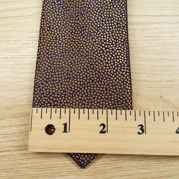 ALFANI Mens Neck Tie Gold Bronze Black Abstract Classic Pointed - Picture 4 of 5